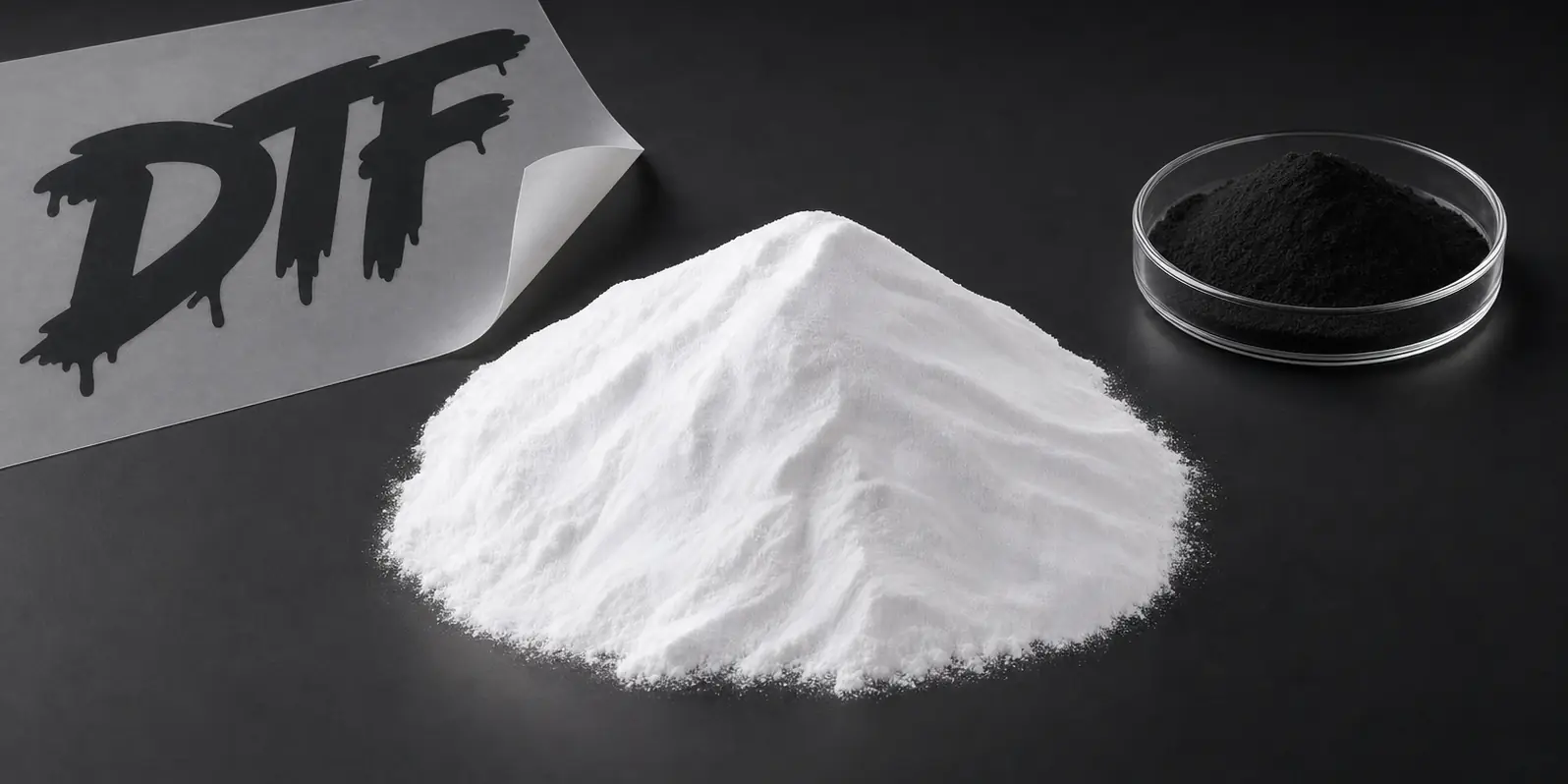White and black TPU hot melt powder for DTF transfer printing