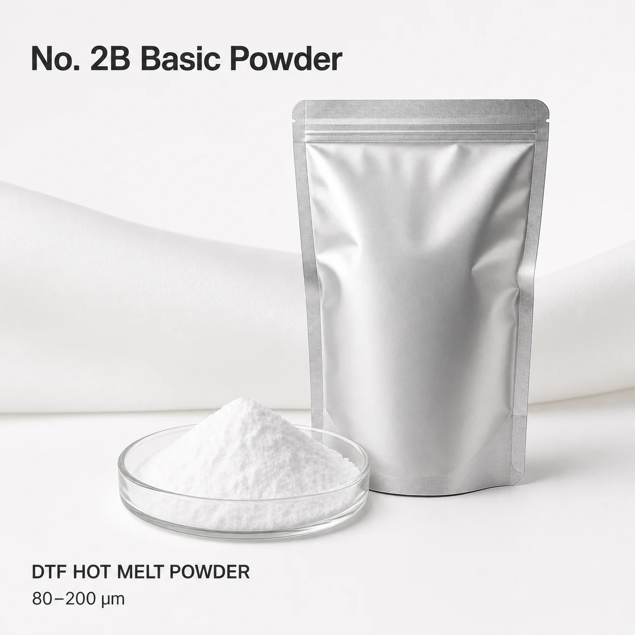 Jinlong No. 2B Basic white DTF hot melt powder 80 to 200 micron