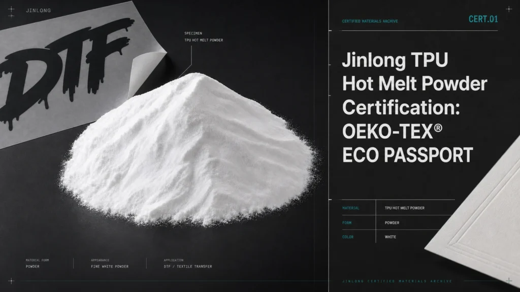 White TPU hot melt powder and OEKO-TEX ECO PASSPORT certification title