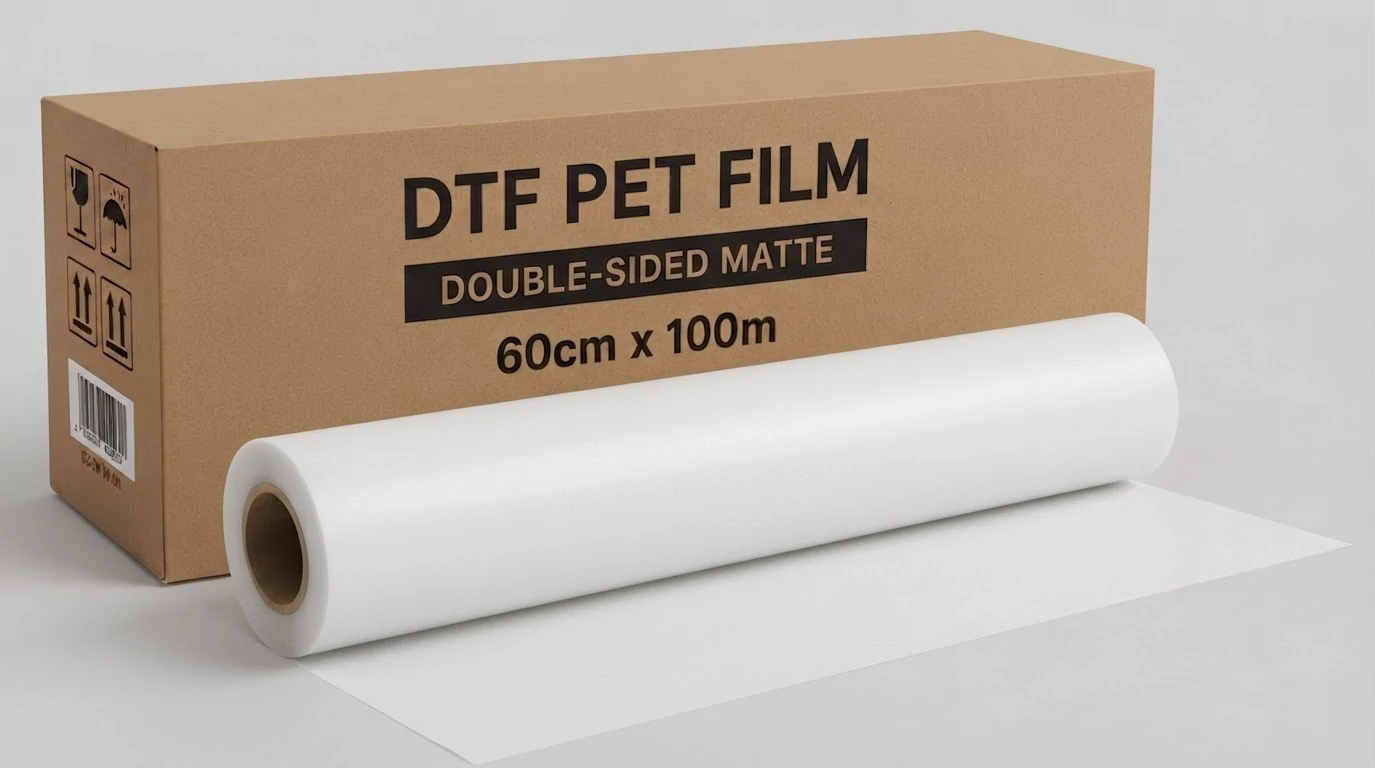 DTF PET Film: Double-Sided Matte Roll 60cm×100m for Textile Heat Transfer